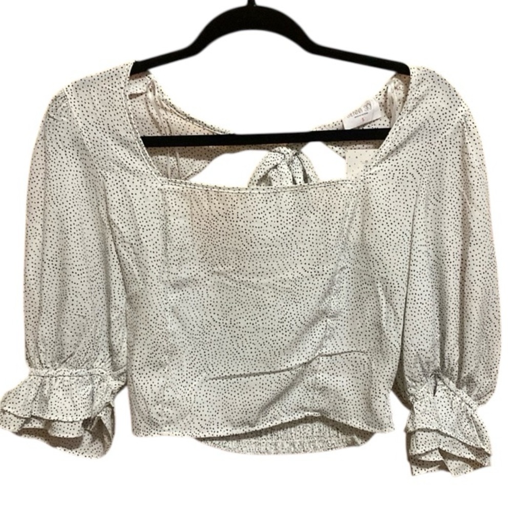 Sienna Sky Smock Waist Tie Back Crop Top White Small